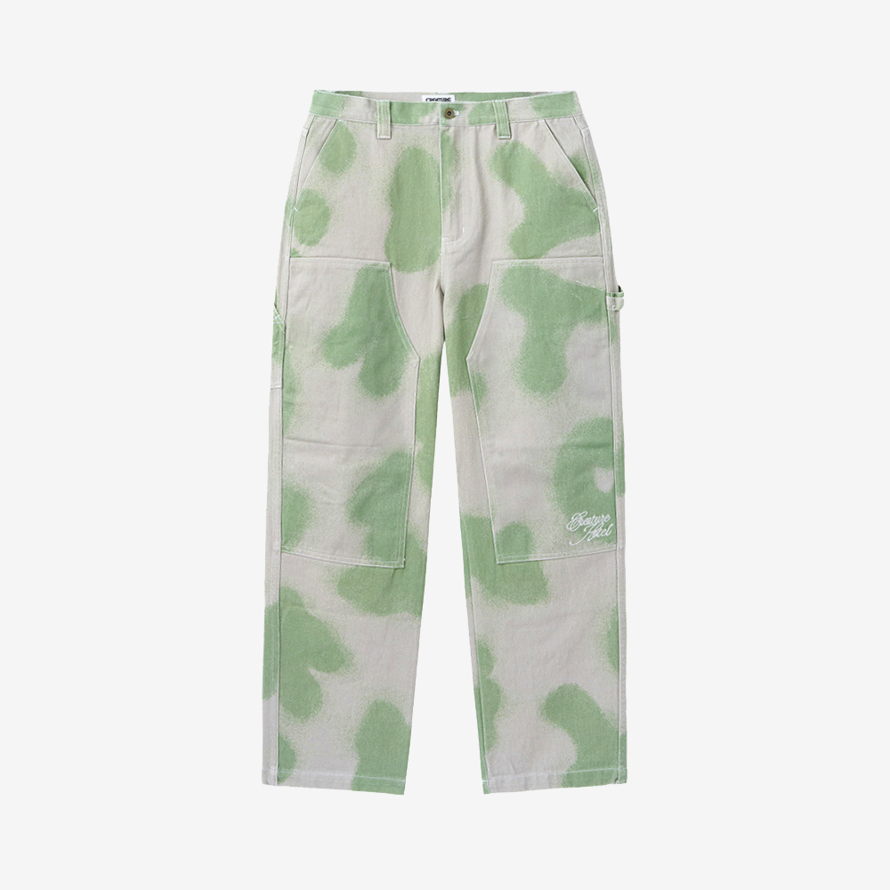 Printed Carpenter Pant—Beige/Green